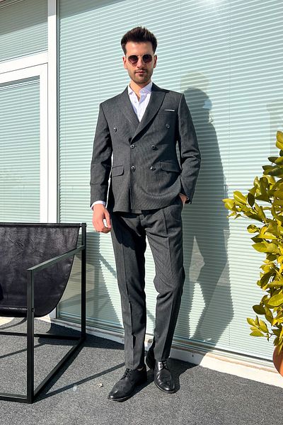 ModaPlaza Men's Double Breasted Suit 4027
