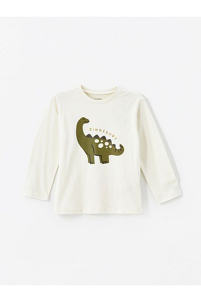 LC Waikiki Beige Crew Neck Short Sleeve Printed Boys T-Shirt Pack of 2
