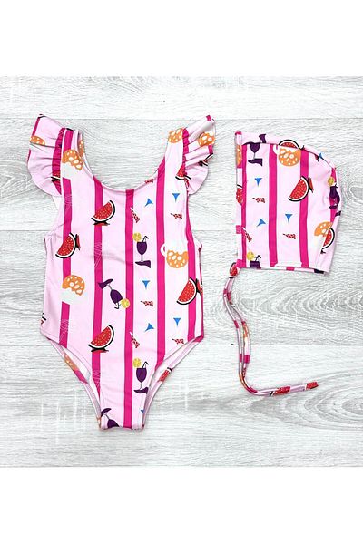 My Kids Wear Μπούστο κοριτσίστικο μαγιό με λεπτομέρεια σταυρωτού βολάν στην πλάτη