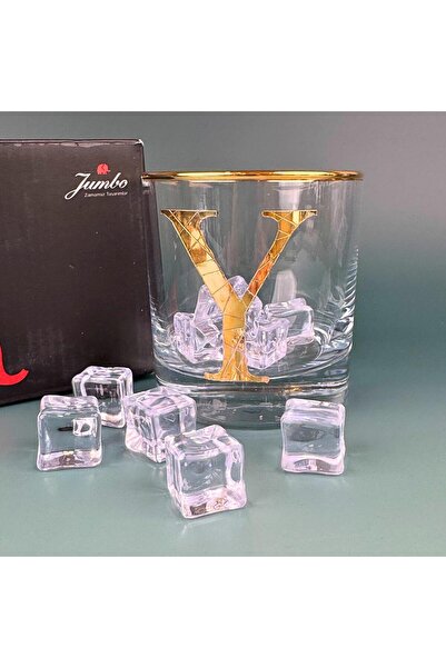 PERLOTUS Jumbo Series - Gold Gilded Whiskey Glass with Letter Y