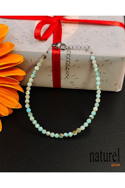 Naturel Tılsım Amazonite 3mm Faceted Natural Stone Bracelet