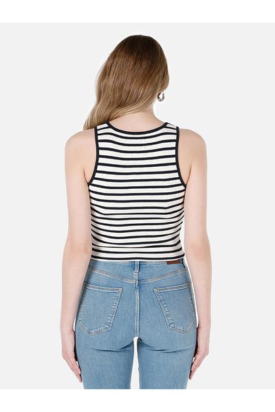 Colin's Slim Fit Striped Navy Blue Women's Undershirt