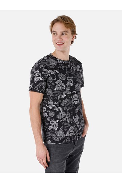 Colin's Regular Fit Round Neck Printed Men's Anthracite Short Sleeve T-Shirt