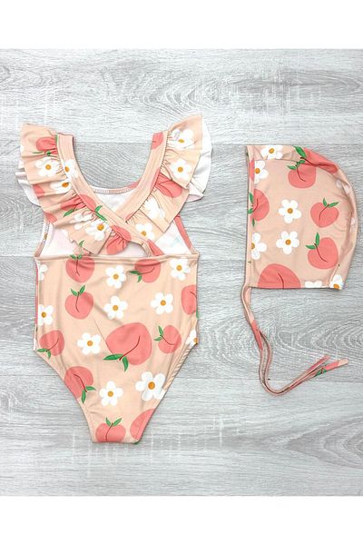 My Kids Wear Back Cross Ruffle Detailed Boned Girl's Swimsuit