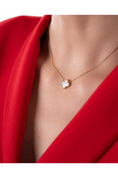 YCL JEWELLERY Beyaz Sedef Taşlı Altın  Kolye 14 Ayar