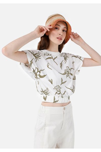 Colin's Tricou cu mânecă scurtă pentru femei, alb, cu imprimeu, cu decolteu normal, Cl 1068092