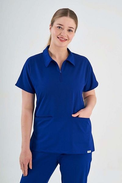 Owlet Medikal Set cu guler polo albastru Saks din Lycra