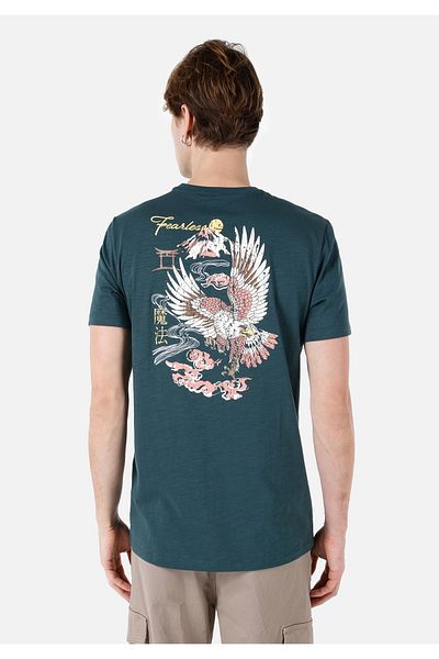 Colin's Tricou cu mânecă scurtă pentru bărbați, verde, imprimat cu decolteu normal, Cl 1068071