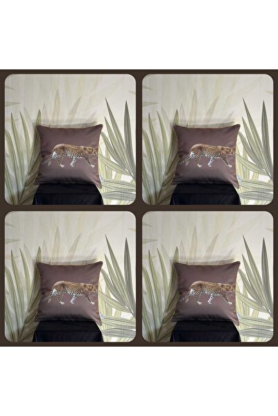 KIRLENTİM E812 Κάλυμμα μαξιλαριού από καφέ βελούδο με χρυσές ρέλινες άκρες κα...