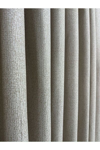 Taç Dizar Light Silvery Beige Background Curtain 1/3 Close Pleat