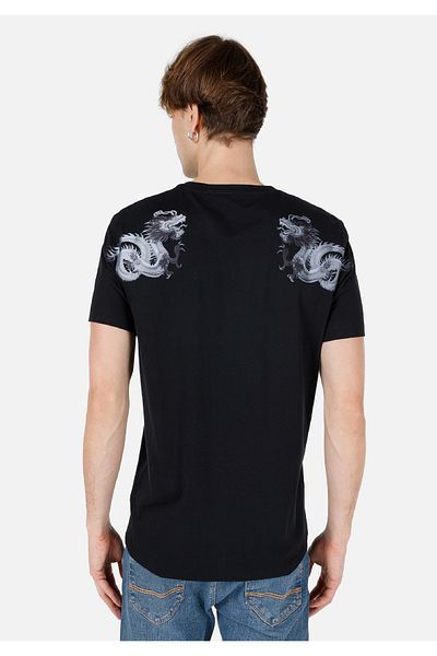 Colin's Men's Black T-Shirt - Crew Neck, Printed, Short Sleeve Cl 1066765
