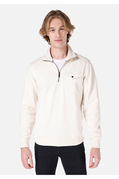 Colin's Tricou cu mânecă lungă Stone pentru bărbați, cu fermoar, cu croială normală