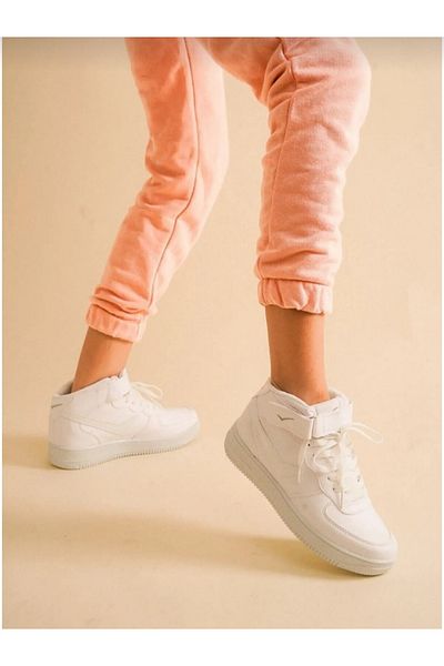 Lambırlent Pantofi sport cu velcro cu talie mare unisex 2185 alb