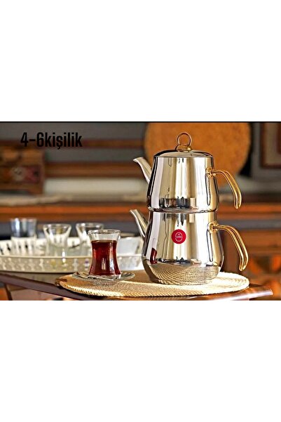 Tabibu Çelik Çaydanlık Takımı Gold Kulp Aile Boy 4-6kişilik