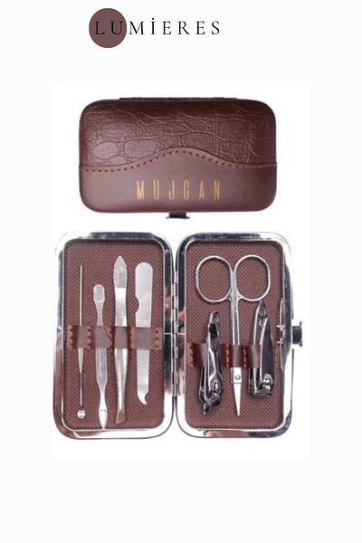 Lumieres Special Series Long-Lasting Durable Leather Look 7-Piece Stainless Steel Manicure Pedicure Set
