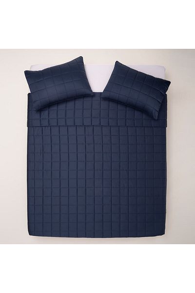 Penelope Lia Series - 100% Cotton Satin Bedspread 300X280 cm Dark Blue