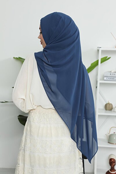 Aisha's Design Classic Design Practical Chiffon Shawl,Ps-11,Dark Blue