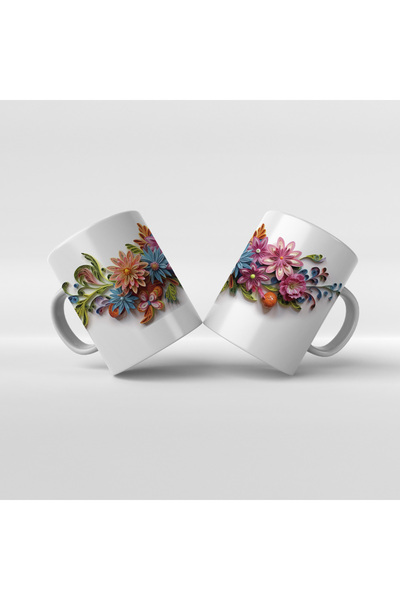 Rengineshop كوب مطبوع عليه زهور - 16