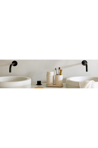 Brabantia Beige Bathroom Set - Soap Dish and Toothbrush Holder, 3 Pieces - Scrub - New