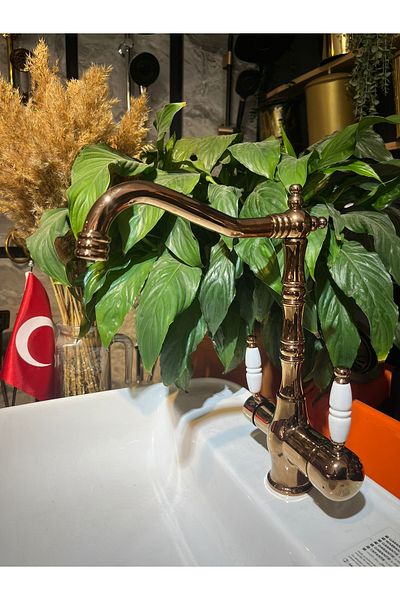 İSAOĞLU YAPI Zen Designed Copper Rustic Purified Kitchen Faucet - Brass Material