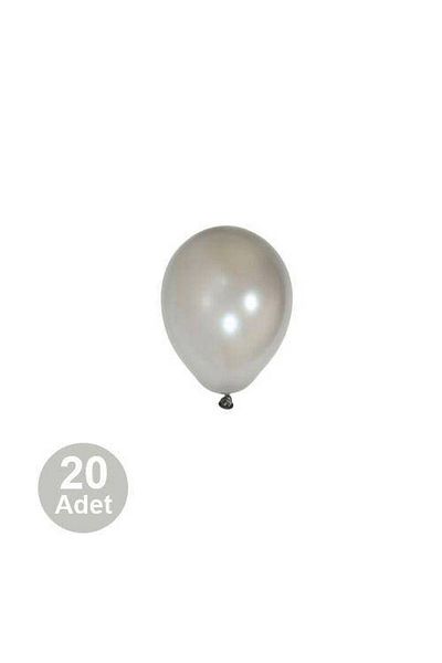 Parti Dükkanım 5 Inch Mini Silver Metallic Balloon 20 Pieces