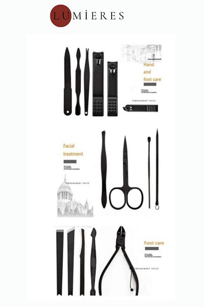 Lumieres Special Series Stainless Steel Hand Face Foot Care Durable Sharp Professional Manicure Set 15 Pieces