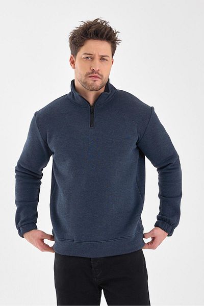 yakamor Men's Stand Collar Half Zipper Sweat