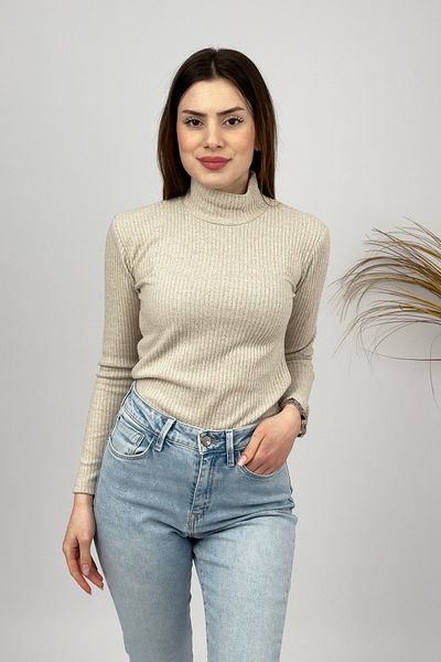 Betimoda Body de damă bej - pluș, mânecă lungă, jumătate de gât țesut, moale 1 bucată