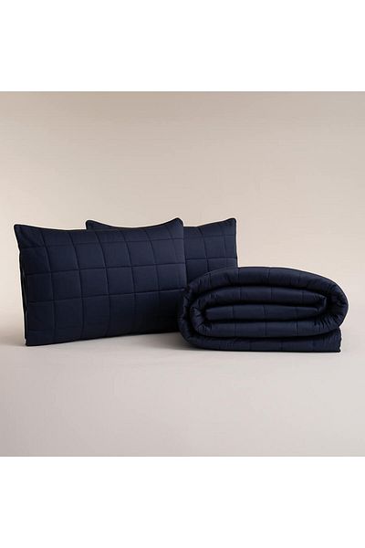 Penelope Lia Series - 100% Cotton Satin Bedspread 300X280 cm Dark Blue