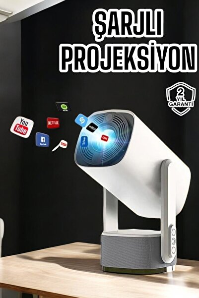 Genel Markalar Akıllı Projeksiyon Powerbankli Taşınabilir Sinema Projektörü 4...