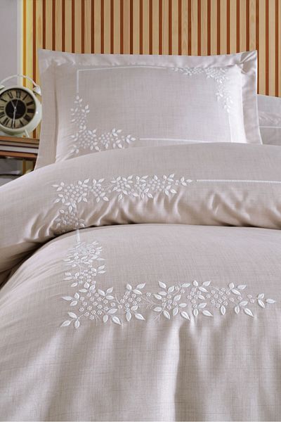 Dantela Marvel Embroidered Double Size Cotton Satin Duvet Cover Set