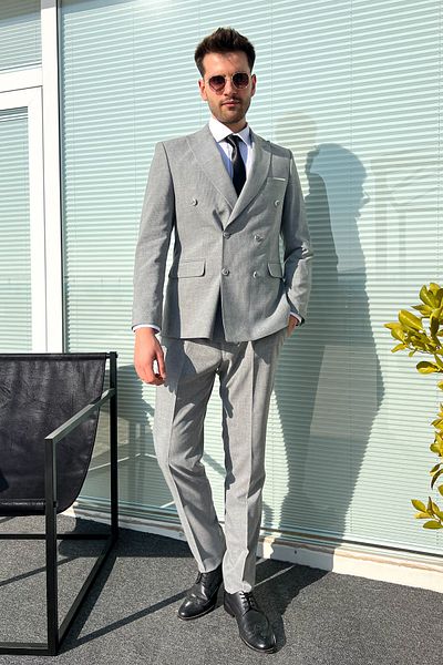 ModaPlaza Men's Double Breasted Suit 4027