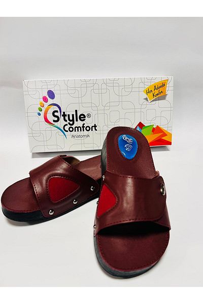 STYLE COMFORT Papuci ortopedici cu velcro cu gel roșu Claret