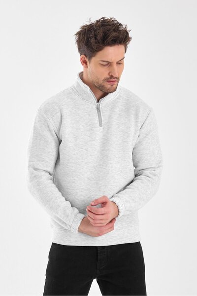 yakamor Ανδρικό φούτερ ψηλός λαιμός με μισό φερμουάρ