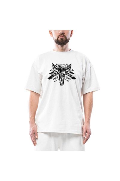 Z zepplin Λευκό μπλουζάκι Witcher Smoke Wolf Oversize