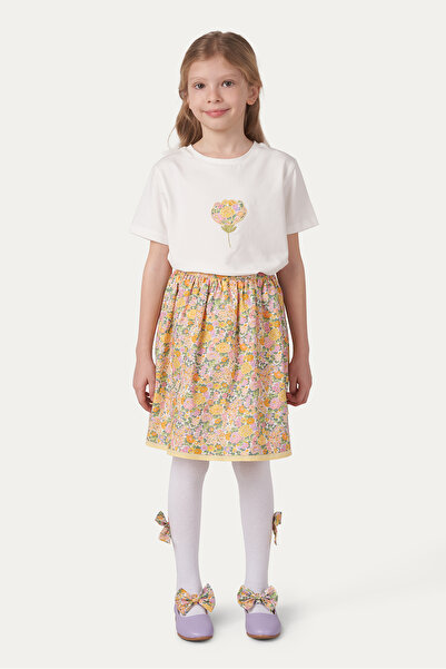 Panço Liberty Kumaş Çiçek Desenli Etek