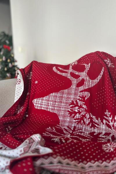 CHUBA Jacquard Home Tv Blanket - Red Sofa Shawl (130X170Cm) Chome103
