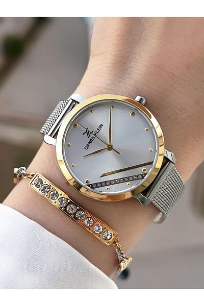 Daniel Klein Steel Band 3 Atm Water Resistant Special Design Women's Wrist Watch+Bracelet Vs.Blkt.0092