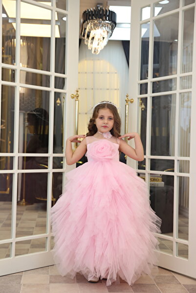 MİSS RAİN FUSTA DE TUTU CU VOLANE CU FUSTA DE TULE ROSE DETALAT PRINCESĂ FATA...