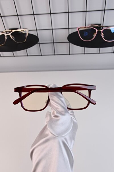 LOOKUP Blue Light Protection Glasses Optical Matched Burgundy Frame Square Screen Protector Eyewear