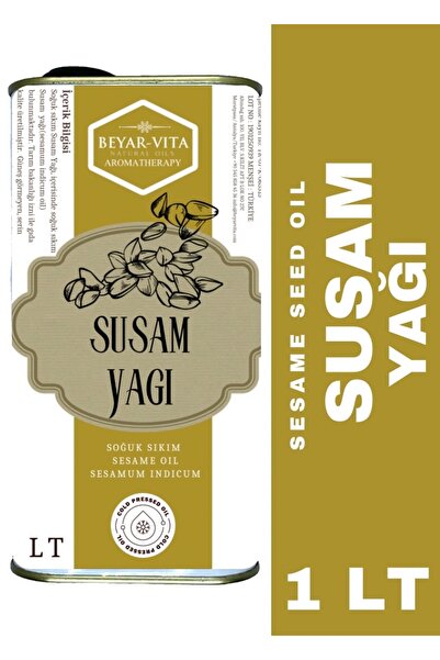 BEYARVİTA زيت السمسم 1 لتر - معصور على البارد - طبيعي ونقي 100% - تغليف القصدير