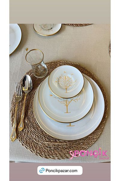 PONCİKPAZAR 34 Piece Tree Model Breakfast Set
