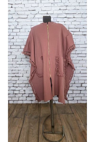 Çalıkuşu Tassel Detailed Zippered Poncho Pocket