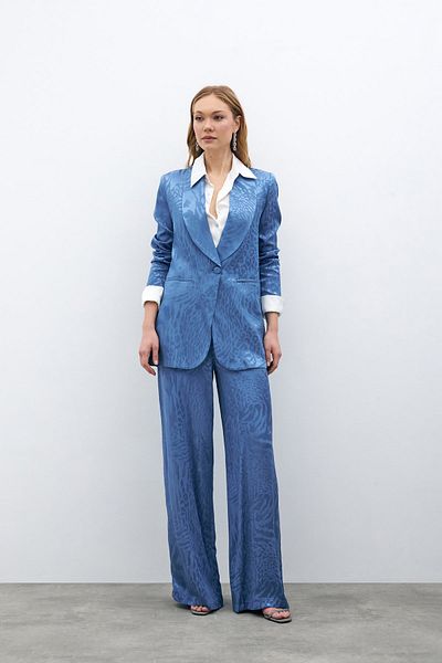 Sateen Pantaloni din satin cu model - Indigo