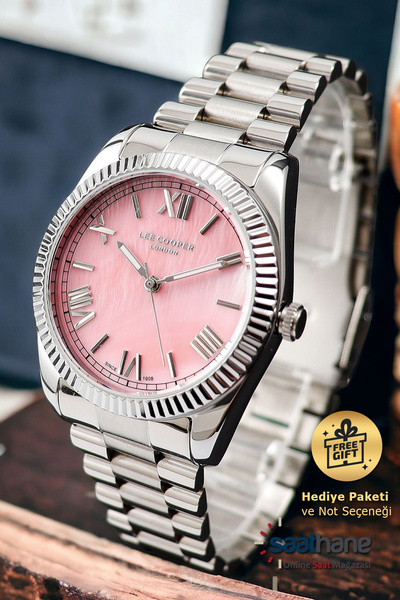 Lee Cooper الأصلي الوردي أم اللؤلؤ الطلب الصلب ساعة اليد النسائية