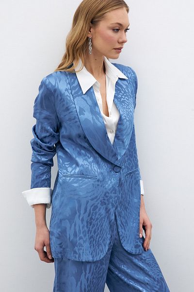 Sateen سترة ساتان منقوشة - نيلي