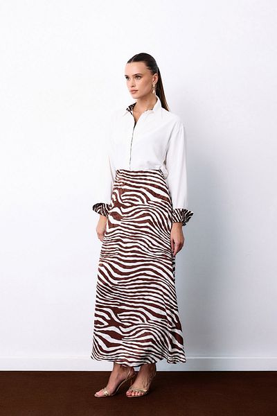 Sateen Fusta cu model zebră de culoare maro