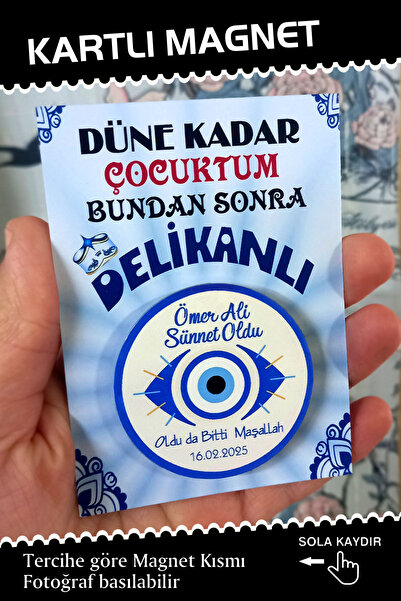 GÜZEL İŞLER ATÖLYESİ Sünnet Temalı Kişiye Özel Kartlı Magnet 5 adet