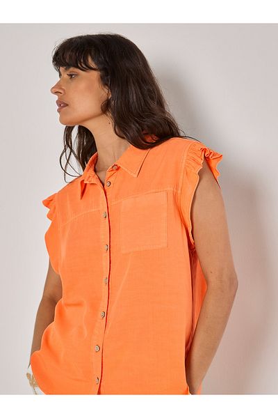 Apricot Bluse mit Rüschensaum