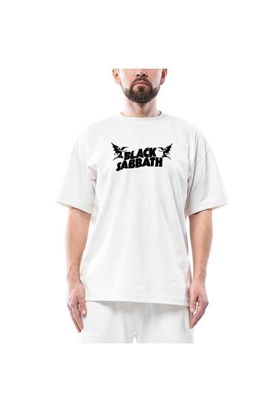 Z zepplin Λευκό μπλουζάκι με λογότυπο Black Sabbath Oversize